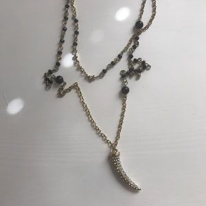 Double chain Black + Crystal Necklace